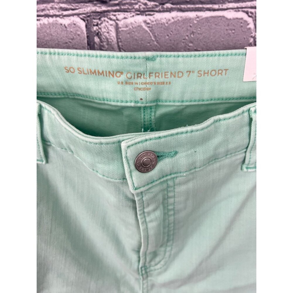 Chico's Size 2.5 US 14 So Slimming Girlfriend Short Teal Green NWT Denim - Picture 7 of 9